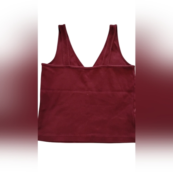 monk & lou | Woman's Burgundy Red Wine Fitted Ribbed Crop Top | Medium - Picture 3 of 8